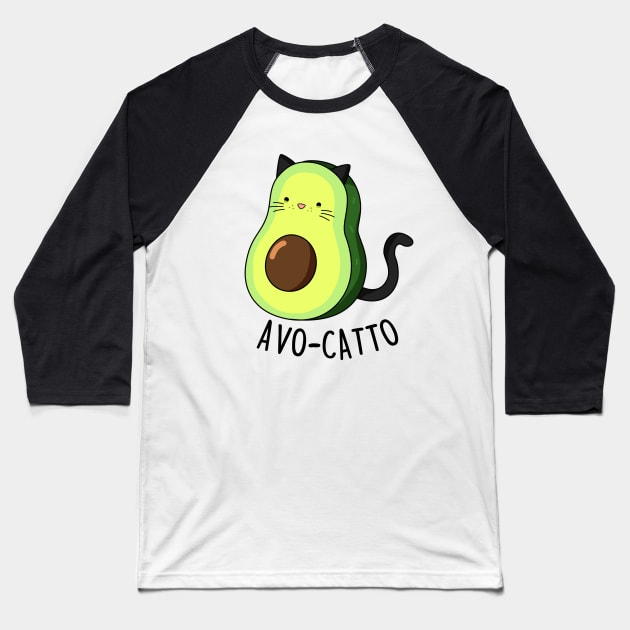 Avo-Catto Cute Funny Avocado Cat Pun Baseball T-Shirt by punnybone